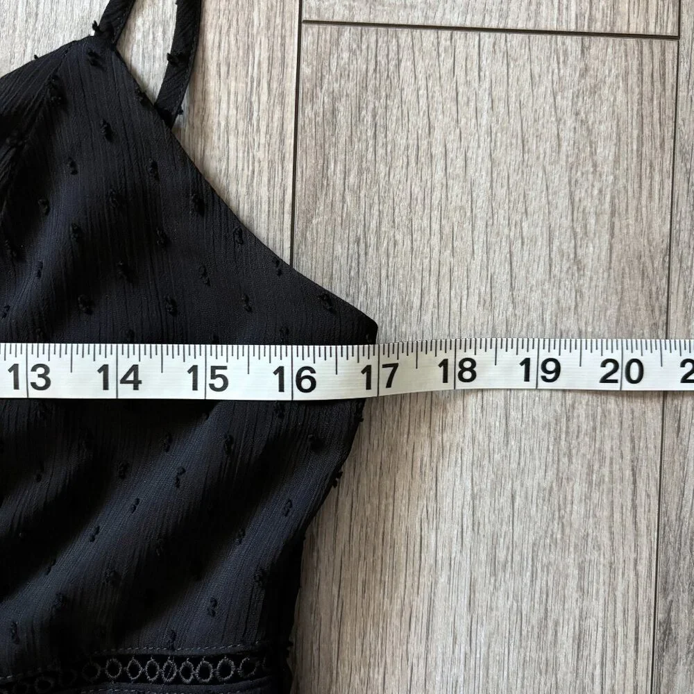 Altar'd State Sheer Dot Lined Black Mini Dress Womens Large Whimsigoth Babydoll - Picture 5 of 13